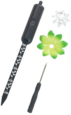 Maximex LED Feuchtigkeitsmessgerät für Pflanzen, Feuchtigkeitsmesser und Gießanzeiger für Zimmerpflanzen, misst Bodenfeuchtigkeit in Blumenerde, batteriebetrieben, Ø 5 x 19 cm