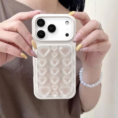XCuihulle Custodia in silicone per iPhone 17 Pro, glitterata, con ventosa, supporto interno in microfibra, antigraffio, in TPU, bianco