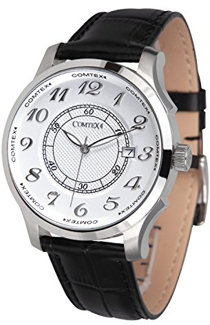 Herren Armbanduhr Analog Quarz Schwarzes Leder Herrenuhr