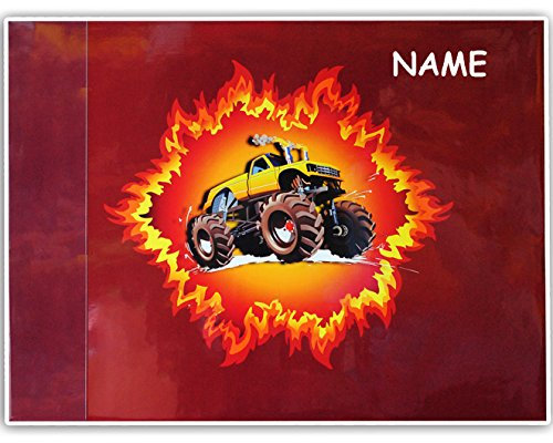 alles-meine.de GmbH Schreibtischunterlage/Unterlage - Monstertruck - Fahrzeug/Auto Truck - incl. Name - 50 cm * 39 cm - abwaschbar - Tischunterlage/Knetunterlage/Bast..