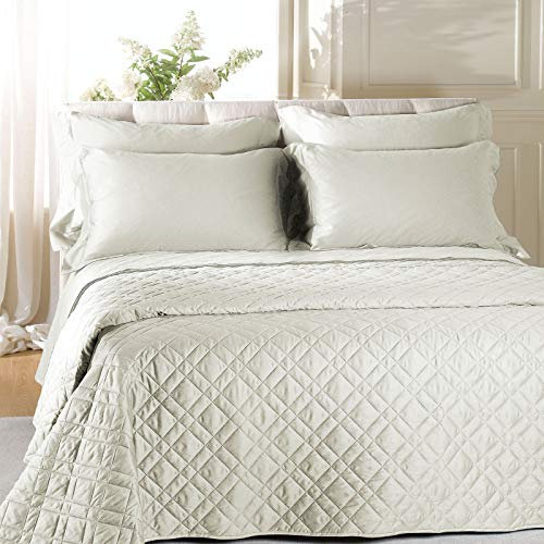 Caleffi - Copriletto-trapuntato Raso Tinta Unita Matrimoniale Panna