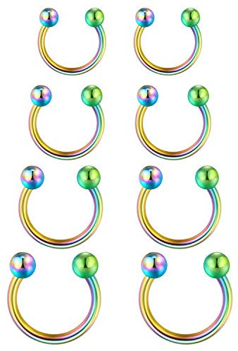 Funseedrr Hufeisen Nasenpiercing Lippenpiercing Septum Ring Set Edelstahl 1,2mm Nase Lippe Ohrring Piercing Schmuck(6-12mm Durchmesser)