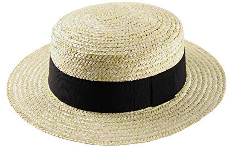 Classic Italy - Chapeau canotier Paille Paille Finement tressée Homme ou Femme Canotier - Taille 63 cm - Blanc