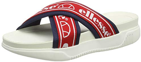 ellesse Femme Denso Cross Sandales Bout Ouvert, Multicolore (White/Red/Dark Blue WHT/Red/DK Blu), 37 EU