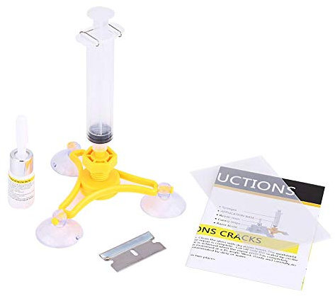 EVGATSAUTO Kit de reparación de parabrisas automático para automóvil Kit de reparación de vidrio triangular Sellador de resina para grietas de vidrio Restauración de parabrisas Juego de reparación