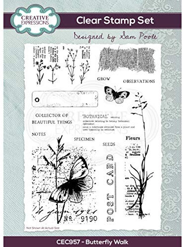 Sam Poole Butterfly Walk-Clear Stempel-Set, A5, CEC957