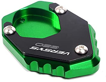 Seitenständer Erweiterungs Kickstand Motorrad CNC Fuß Seitenständer Unterstützung Verlängerung Ständer Pad Plattenvergrößerer Zubehör Für Kawasaki VERSYS 650 2015-2020 2021 (Color : Green)