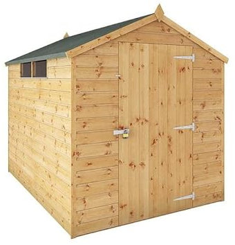 WALTONS 8 x 6 Shiplap Security Shed | Apex Roof | Shiplap Tongue and Groove | Wooden Garden Storage Shed | 10 Year Anti Rot Guarantee | 8 x 6 8ft 6ft