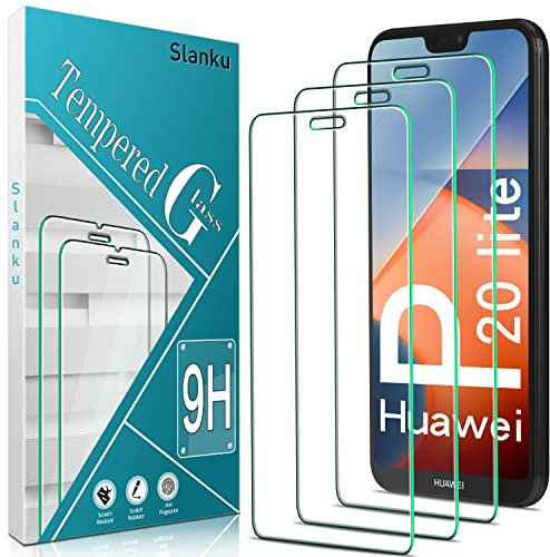 Slanku [3 Piezas Protector de Pantalla para Huawei P20 Lite, Dureza 9H Cristal Templado, Anti-Rasguños, Anti-Huellas, Sin Burbujas, Fácil de Instalar