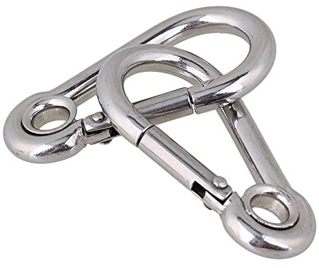 SYDARSYN Mousqueton INOX, 5 x 50 mm Mousqueton avec œillet pour Voyage, Camping, hamac, randonnée, pêche, Laisse de Chien Porte-clés