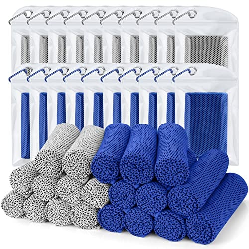 Biange Kühlendes Handtuch (20 Stück, 101,6 x 30,5 cm) mit Taschen für Sport, Workout, Fitness, Fitnessstudio, Yoga, Golf, Pilates, Reisen, Camping und mehr