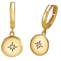 s.Oliver Creolen 925 Sterling Silber Damen Ohrschmuck, mit Zirkonia synth., 2,4 cm, Gold, Kommt in Schmuck Geschenk Box, 2034297