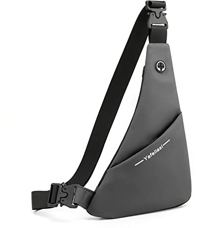 FANDARE Ultraleicht Brusttasche Schultertasche Herren Sling Chest Bag Wasserdicht Beidseitig Umhängetasche mit Kopfhörerloch für Outdoor Sport Wandern Radfahren Reisen Schultertasche Grau