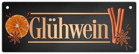 Glühwein Metallschild L in 10,5x28cm in grau