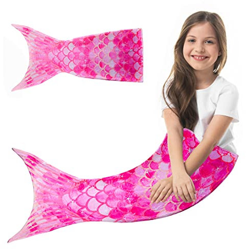 Meerjungfrau Schwanzdecke,Meerjungfrauen Flosse Kuscheldecke für Mädchen Kinder Erwachsene,Flanell Sofa Decken alle Jahreszeiten Schlafsack Kuscheldecke Geschenk für Geburtstag Weihnachten (140x60cm)