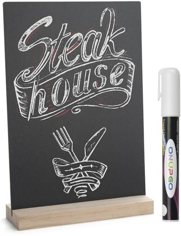 ONUPGO 21 x 30,5 cm (A4 size) Tisch-Kreidetafel-Schild mit Basisständer, Menü-Kreidetafel-Schild, Lebensmittelschilder, Nachrichtentafeln für Party, Hochzeit, Tischdekoration, Bar und Restaurant