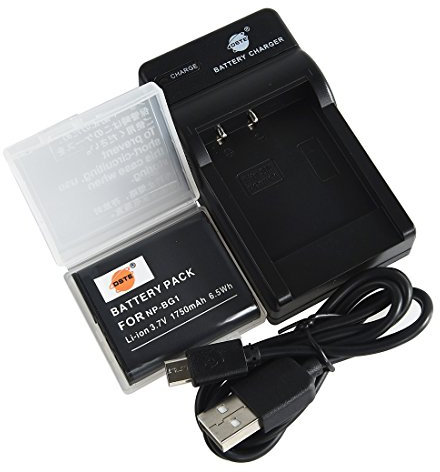 DSTE NP-BG1 Batterie Li-ION et Chargeur Micro USB Compatible avec Sony NP-FG1 DSC-H3 DSC-H7 DSC-H9 DSC-H10 DSC-H20 DSC-HX7V caméra