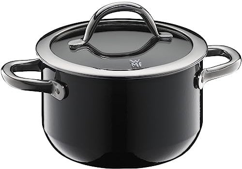 WMF Fusiontec Inspire Small Cooking Pot 16 cm Glass Lid Induction Cooking Pot 1.3 L Small Pot Small High-Tech Ceramic Scratch-Resistant Uncoated Black Made in Germany