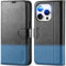TUCCH Wallet Case for iPhone 15 Pro (6.1) 2023 5G, Magnetic PU Leather Protective Flip Foldable Case with [Shockproof TPU][RFID Blocking][Card Slots]Compatible with iPhone 15 Pro, Black & Light Blue