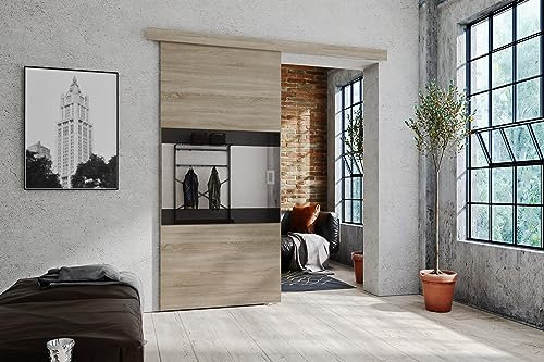 KIER FURNITURE Schiebetüren LUMBA – Schiebetür Komplettset Schiene Komplettset Mit Tür – Zimmertüren Mit Zarge Komplett - B86xH205xT1,6 cm - Sonoma-Eiche