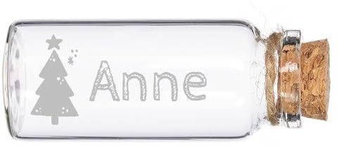 Wanapix | Adorno Árbol de Navidad | Botella Deseos Cristal Grabado | Decoración Navideña Original | Papel y Estrellas Incluidas |3ø x 7,2 cm| Árbol Navidad