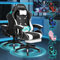 ELFORDSON Gaming Chair with 2-point Massage Lumbar Cushion, High Back PC Computer Game Chair, 150° Reclining Office Chair with Headrest & Footrest, 360° Swivel, Home Esports, PU Leather, White