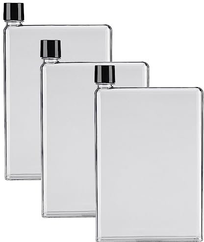 Tyenaza Lot de 3 bouteilles d'eau plates - Pour sac à main - Anti-fuite - Slim - Pour les sports de plein air, le fitness, le camping, la randonnée, le cyclisme - 750 ml - Blanc