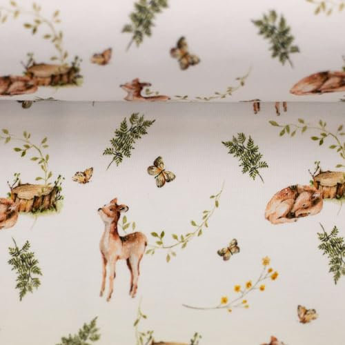 Baumwolljersey ARON | Rehe | naturweiß | Ökotex | ab 50 cm | Meterware