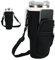 NQEUEPN Wasserflaschenträger mit Riemen, Verstellbar Wasserflaschenhalter mit Handytasche für Stanley 40-Unzen-Becher mit Griff Neopren wasserflaschentasche Tasche für Reisen, Camping (Schwarz)