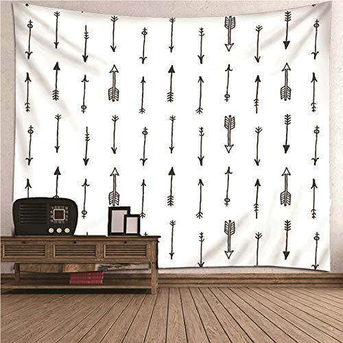 CEVAN Wandbehang Bunt Wandtuch Deko Pfeile-Muster Wandteppich Gemälde Wanddekoration Industrial Kunst Dekorationen Decke Wandbehang Stoff Weiß Schwarz 200x150cm