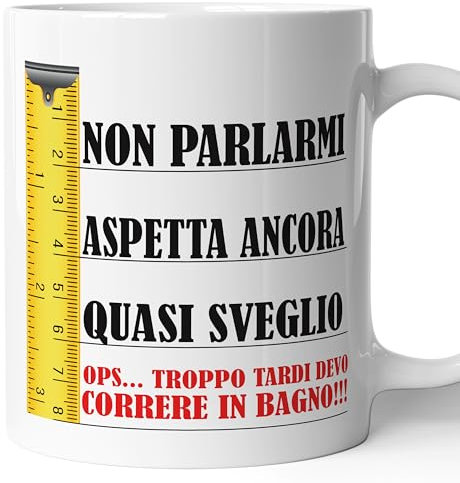 Tazza Mug CORRERE IN BAGNO DESCRIZIONE DIVERTENTE - Tazza regalo di compleanno - Divertente - Humor
