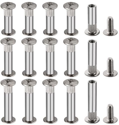 VooGenzek 15 Pièces Φ8 Connecteur d'armoire Connecteur avec M6 Vis, FiletéVis de Raccordement pour Meubles, Vis de connexion Acier Nickelé, Vis Assemblage Meuble, pour Jonction Meuble