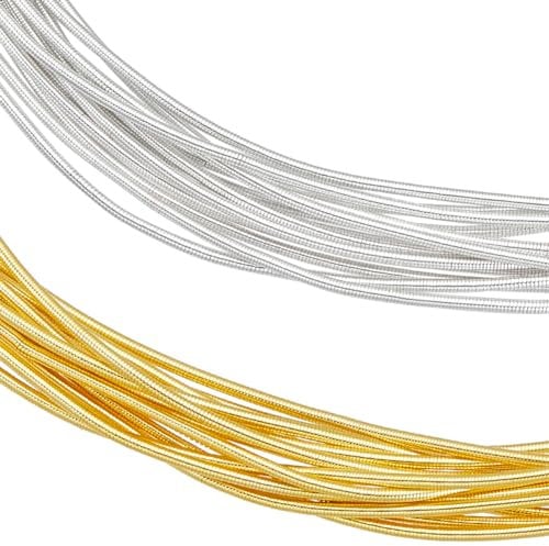 BENECREAT 40 Grams 2 Colors French Bullion Wire, 0.8mm 20 Gauge Flexible Metal Coil Wire, Metallic Thread for Embroidery Projects Beading Jewelry Making, Glossy
