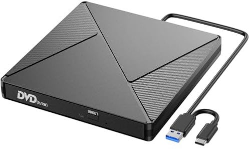 Umaniy Lettore DVD CD Esterno per PC Portatile, Masterizzatore CD/DVD +/-RW Drive CD ROM Unità DVD Esterne per Windows 11/10/8.1/7/XP/Vista/Linux/MacOS/Linux/Laptop/Desktop