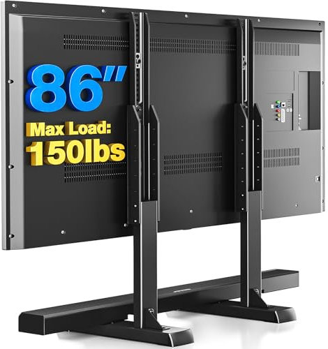 Rfiver Table Top TV Stand with Height Adjustable TV Legs, TV Stands Base with Cable Management for Most 24 to 86 Inch Flat or Curved TVs, Steel TV Feet Holds up to 150 lbs, Max VESA 800x600mm, Black