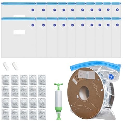 AJOYIB 3D-Drucker Filament Storage Kit 20pcs Vakuum Storage Sealing Bags mit Trockenmittel & Pumpe Feuchtigkeit Beweis Filament trocken 30 * 34cm