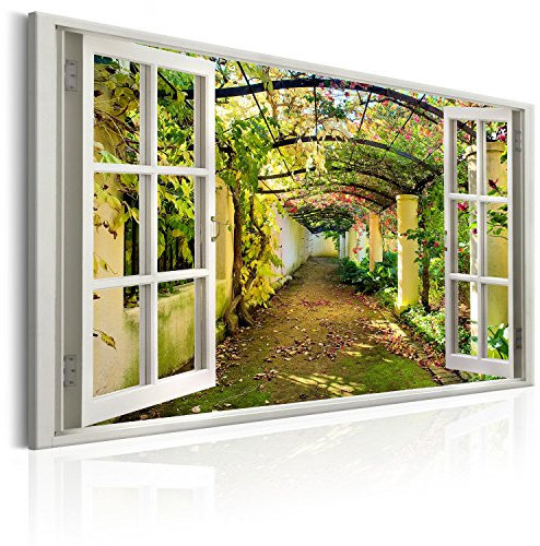 murando - Tableau décoratif paysage 60x40 cm - Impression sur toile colorée - Décoration murale - Architecture fleurs feuilles jardin paysage romantique plantes printemps c-C-0089-b-a