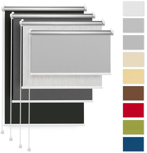 Rettika® Verdunkelungsrollo ohne Bohren, für Fenster, Breite 80 cm, Höhe 120 cm, Grau Farbe, Klemmfix Montage, Jalousien Fenster, Fenster rollos für innen, Klemmrollo