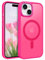 DUEDUE Coque pour iPhone 15, Compatible avec MagSafe Protection pour iPhone 15 Matte Fine Rigide Antichoc, Coque de Téléphone pour iPhone 15, Aimant Magnétique Fort, Rose Fluo