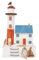 Logbuch-Verlag Strandhaus mit Leuchtturm als Maritime Deko in blau weiß und rot 17 x 30 x 8 cm Küste Meer Deko