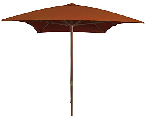 LAPOOH Sombrilla de jardín con palo de madera terracota 200x300 cm, Parasoles De Jardin, Sombrilla Piscina, Sombrilla Terraza Exterior, Parasol Playa, Sombrillas Para Jardin - 313759