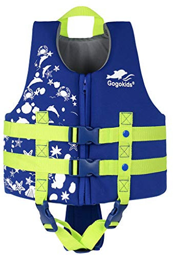 Gogokids Kids Swim Vest with Dual Adjustable Strap, Toddler Swim Vest for Kids 20-30-40-50-60 lbs, Child Swim Jackets for 2,3,4,5,6,7,8 Years Boys Girls