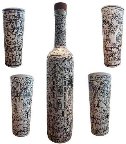 Colorful Mexican Artistry in Every Sip: Hand-painted Tequila decanter Shot Glasses, beautiful unique stories Great for Tequila, Mezcal, Sangrita, Gift Box 2 oz - Vaso Tequilero Multicolor (Kit white)