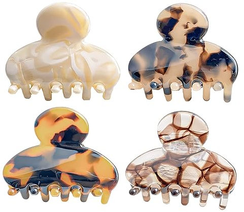 XINGNIAO 4 pinzas para el pelo de pulpo con estampado de leopardo, acrílico, pinzas para el pelo de tortuga medianas para mujeres, agarre fuerte, pinzas de mandíbula antideslizantes para peinar el