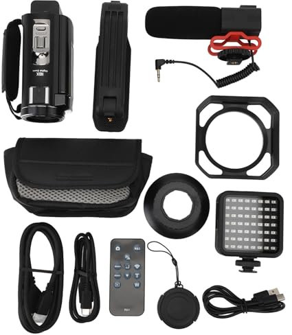 Topyond 5K-Videokamera, Camcorder, HD-Digitalkamera, 3,0 Zoll, Touchscreen, 56 MP, Vlogging-Kamera, 18-facher Digitalzoom, Touchscreen, Vlog-Kamera, IR-Nachtsicht, Anti-Shake mit Fülllicht