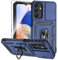 Xzmysxg für Samsung Galaxy A15 Hülle, für Samsung A15 5G/4G Handyhülle Kameraschutz Slide Camera Mit Schutzfolie, Drehbarer Fingerring Ständer Militärqualität Schutzhülle (Blau)