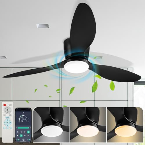 Daromigo Deckenventilator mit Beleuchtung, 132CM mit Fernbedienung und APP, 3 Farbtemperaturen Dimmbare LED, 6 Geschwindigkeiten Ventilator licht mit 3 Flügel, Sommer-Wintermodus