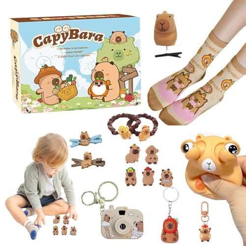 Capybara Countdown-Kalender 2024 – Weihnachts-Adventskalender, niedlicher Urlaubskalender, Capybara-Figuren, Ornamentspielzeug mit niedlichem Zubehör