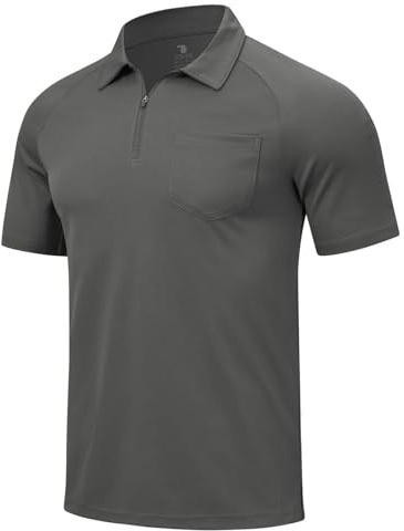 YSENTO Herren Poloshirt Kurzarm Atmungsaktiv Polohemd T Shirts 1/4 Zip Golf Polo Sommer Sport Shirts mit Brusttasche