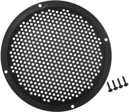 Partuto 6 Car Speaker Grills Cover Mesh Round with Screws Black - 1 Pcs Replacement